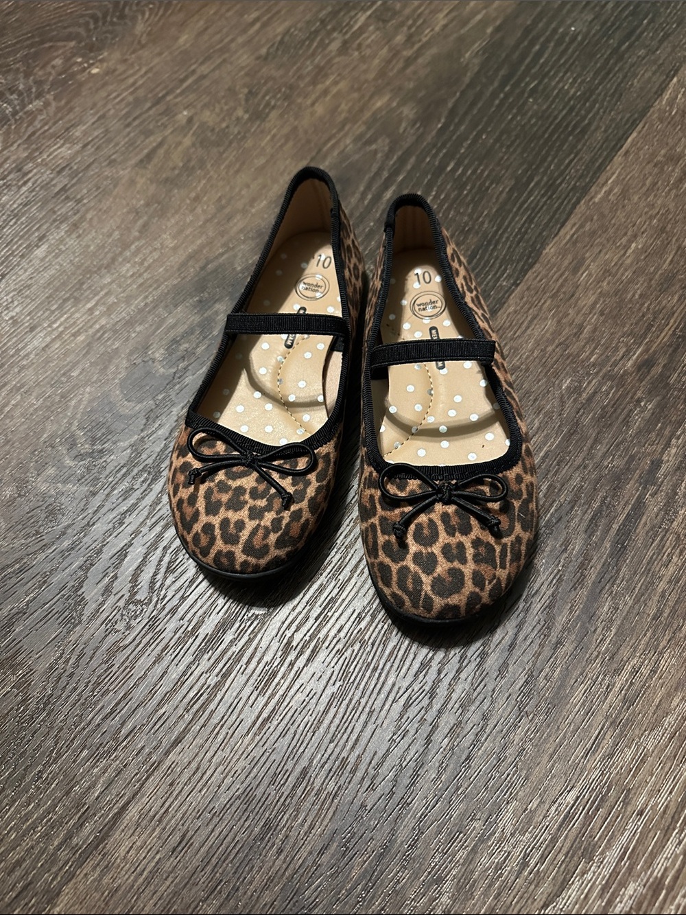 wonder nation Leopard Print Mary Jane Flats in Brown and Black